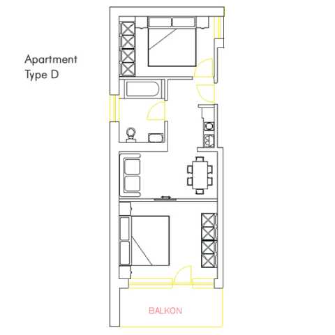 Wohnungsskizze Apartment Typ D