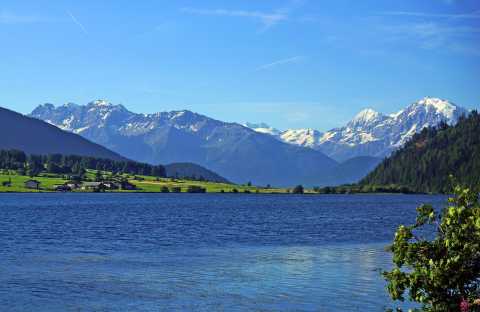 Lake Haidersee with view of the Ortler