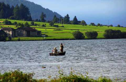 Anglers on the Haidersee on Reschen Pass